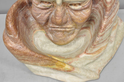 Vintage Seymour Shuren Modern Carved Pink Marble Native American Bust Sculpture