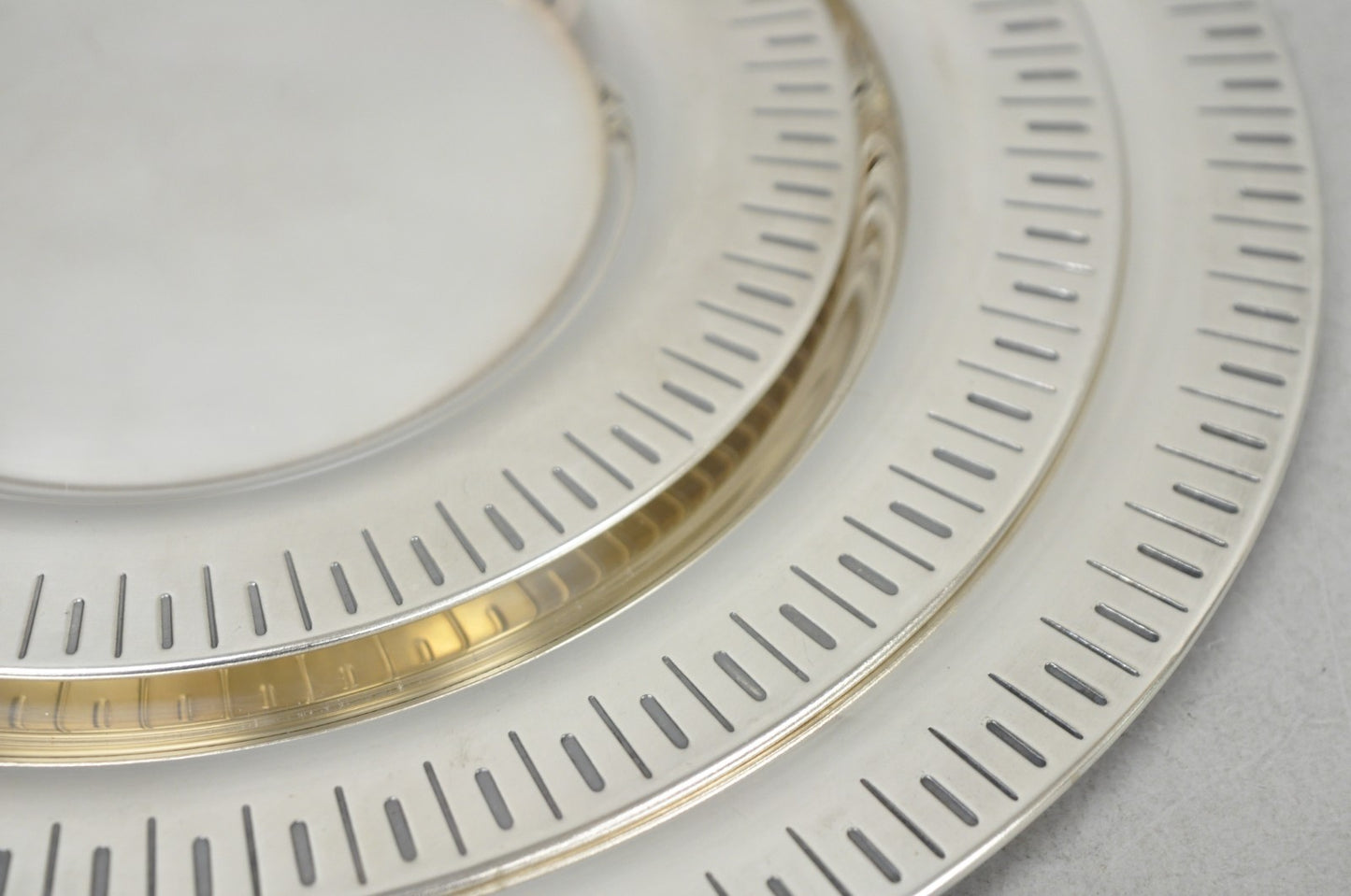 Vintage Hopeakeskus Oy Finland Modern Silver Plated Serving Plate Dishes - 3 Pc