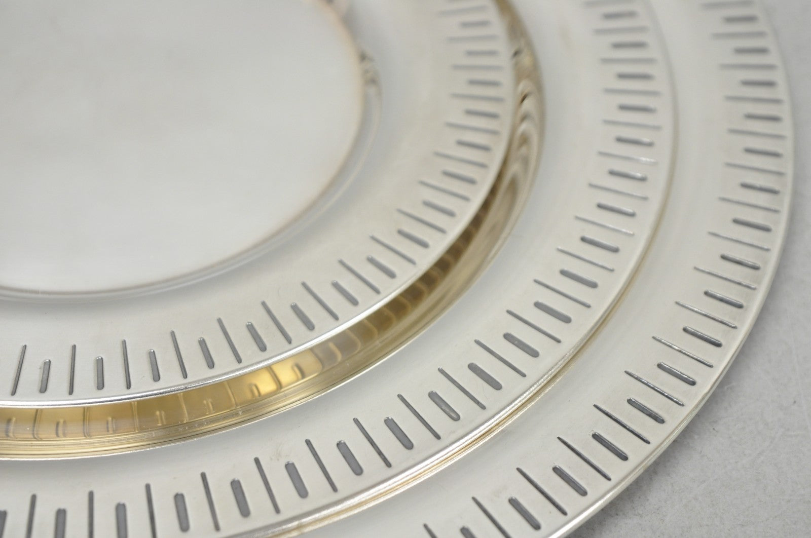 Vintage Hopeakeskus Oy Finland Modern Silver Plated Serving Plate Dishes - 3 Pc