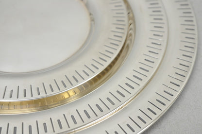 Vintage Hopeakeskus Oy Finland Modern Silver Plated Serving Plate Dishes - 3 Pc
