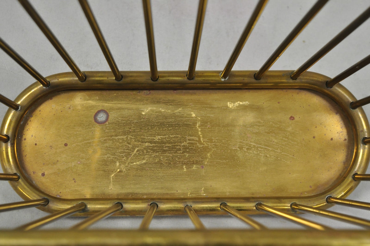 Vintage Gatco Mid Century Modern Solid Brass Spindle Modernist Magazine Rack