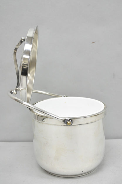 Gorham YC141 Mid Century Modern Silver Plated Reticulating Hinge Ice Bucket