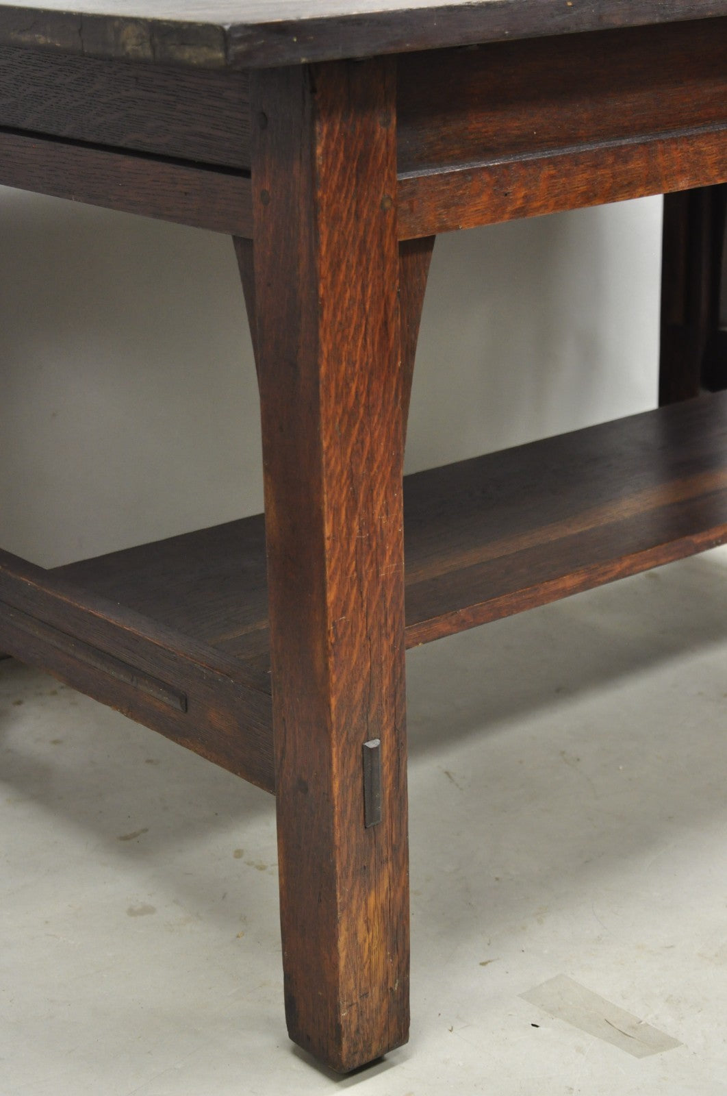 Antique Gustav Stickley Arts & Crafts Mission Oak Two Drawer Library Table Desk