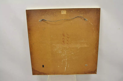 Vintage Friedman Brothers Brass Frame Modernist 38" Square Modern Wall Mirror