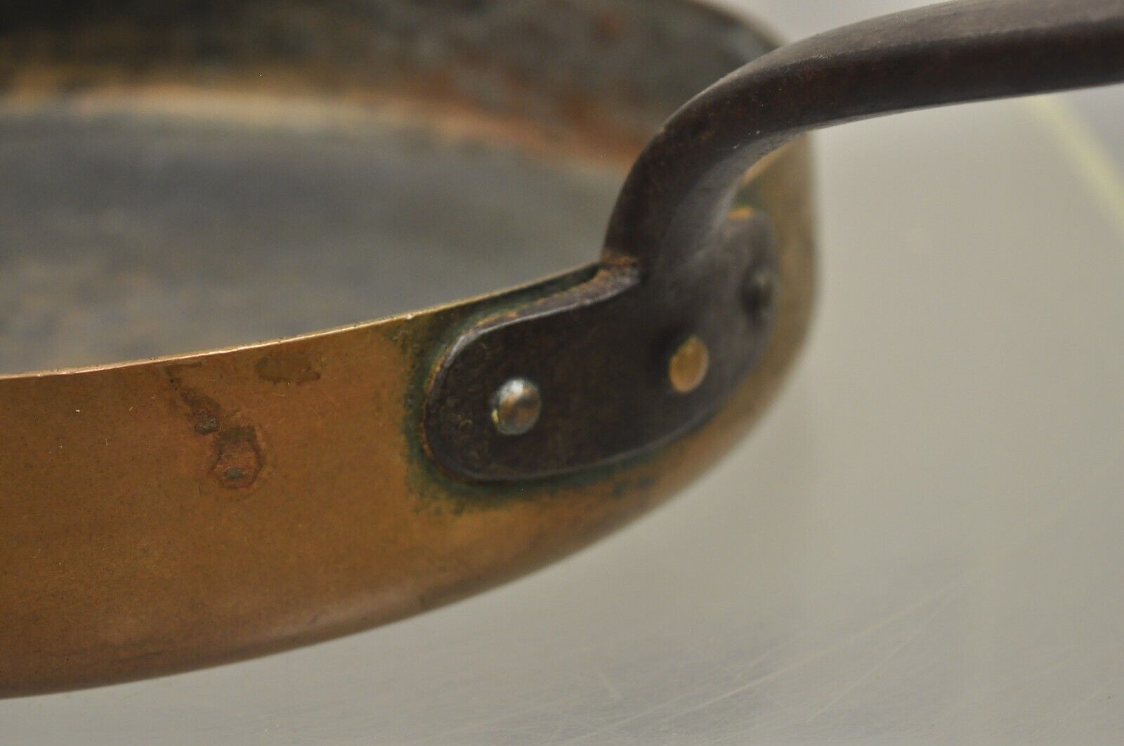 Antique Copper Hand Forged Sauce Pan Pot with Handle 11" Diameter