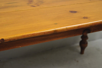 Vintage French Country Oval Pine Wood 78" Baluster Leg Farmhouse Dining Table