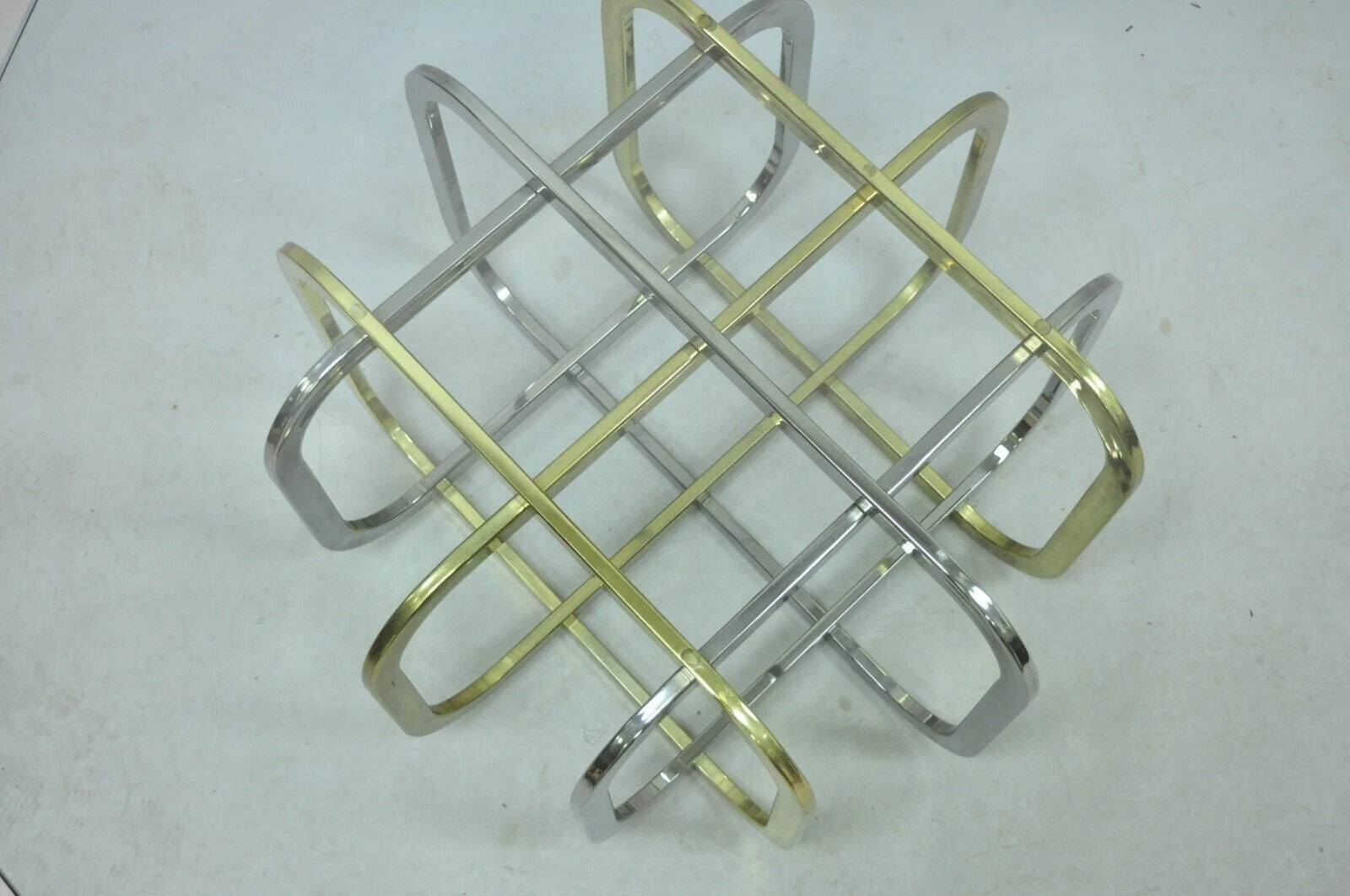 Mid Century Modern Pierre Cardin Style Brass & Chrome Glass Top Coffee Table