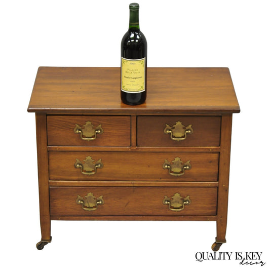 Antique Walnut Miniature Salesman Sample Small Chippendale Chest of Drawers