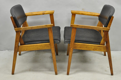 Vintage Boling Chair Co Mid Century Modern Walnut Lounge Arm Chairs (A) - Pair