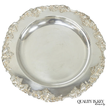 Vintage English Victorian Sheffield Silver Plated Grapevine Repousse 12" Dish
