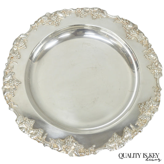 Vintage English Victorian Sheffield Silver Plated Grapevine Repousse 12" Dish