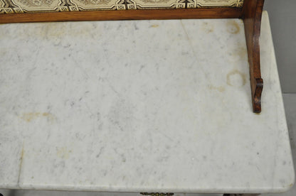Antique Victorian Walnut Marble Top Washstand Good Luck Swastika Tile Backsplash