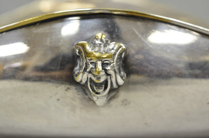 Vintage Regency Style Italian ARG 1000 Silver Plated Compote Fruit Bowl w/ Faces