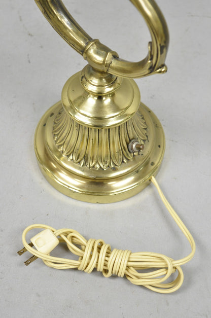 Vintage Victorian Style Brass Acanthus Scrolling Bankers Desk Table Lamp