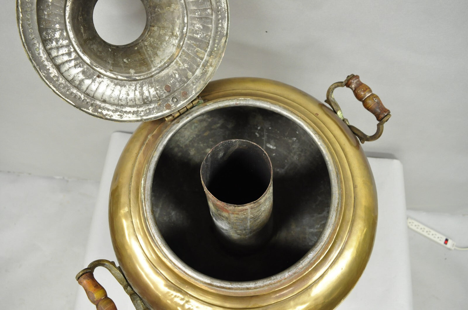 Antique Middle Eastern Moroccan Giant 30" Brass Bulbous Samovar with Handles