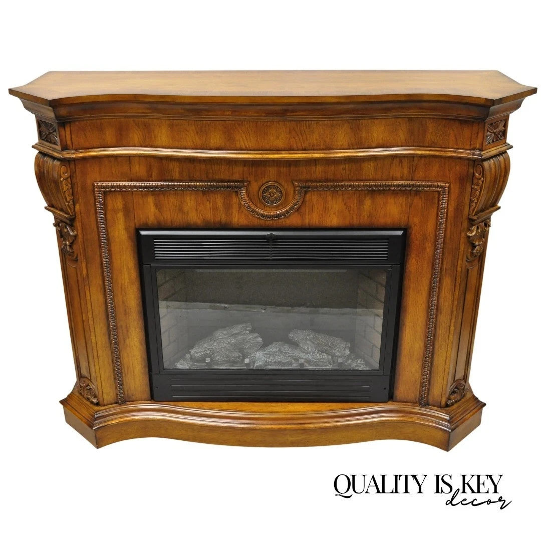Twin Star International 62" Cherry Wood Empire Style Heater TV Stand Fireplace