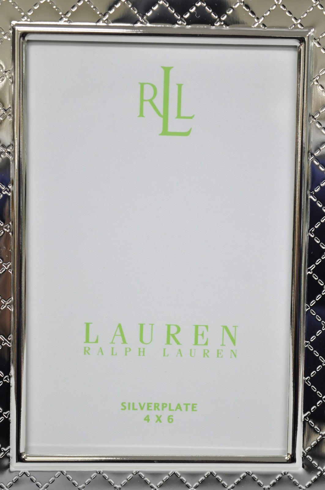 Ralph Lauren Silver Plated 4x6 Picture Frame MacKenzie Quilt Alphabet Motif NIB