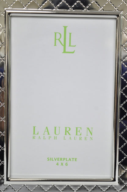 Ralph Lauren Silver Plated 4x6 Picture Frame MacKenzie Quilt Alphabet Motif NIB