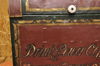 Antique Power Coffee Tin Rolltop Red Tea Hopper General Store Spice Bin Display