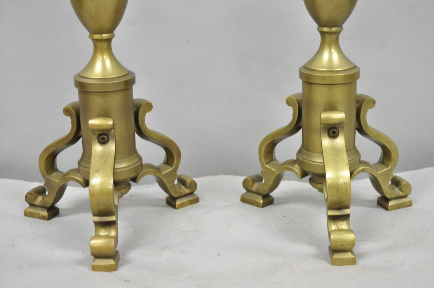Vintage Federal Style Brass Candlestick Urn Form Table Lamps, Japan - a Pair