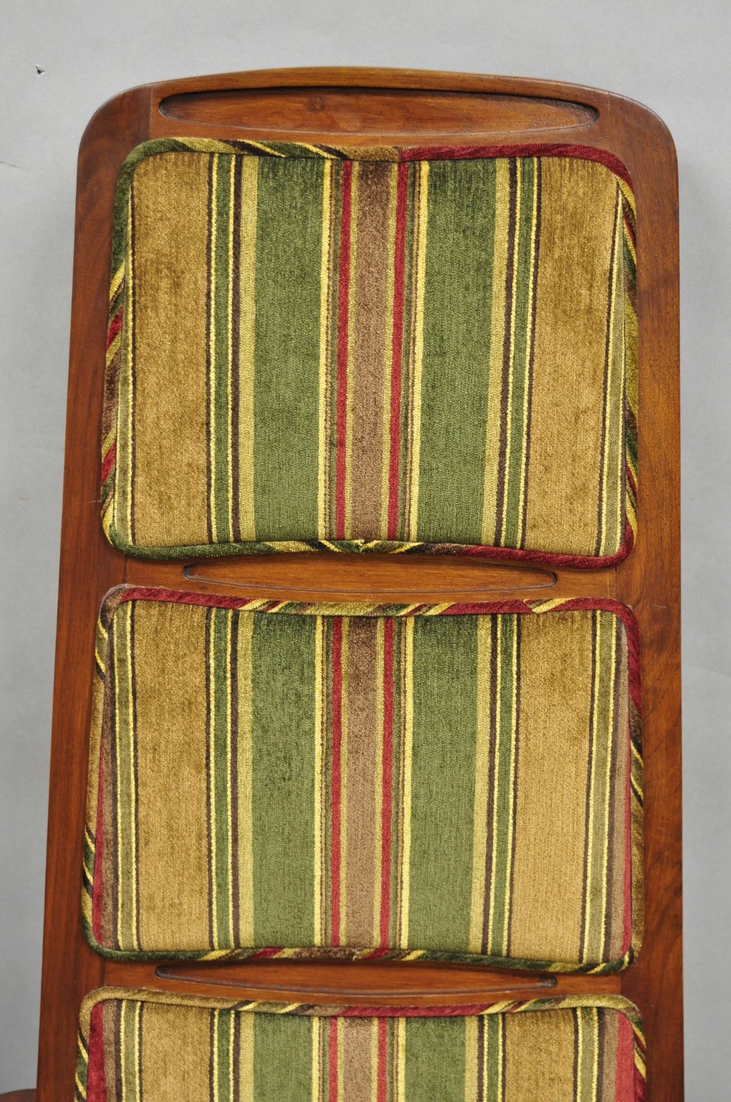 Vintage Mid Century Modern Walnut Panel Back Sculptural Lounge Arm Chairs - Pair