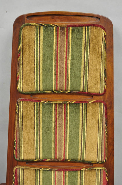 Vintage Mid Century Modern Walnut Panel Back Sculptural Lounge Arm Chairs - Pair