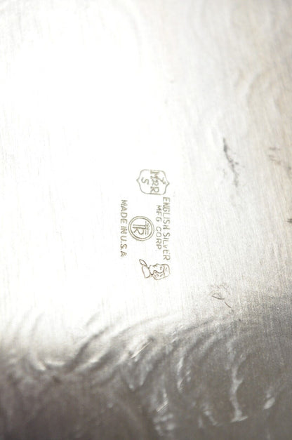 Vintage English Silver Mfg Corp Large Silver Plated Etched Platter Tray