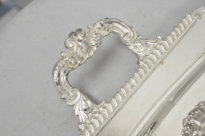 Vintage Victorian Silver Plated Meat Serving Platter Tray w/ Covered Dishes
