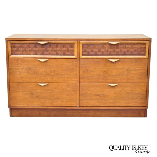 Lane Perception Altavista Mid Century Modern Walnut Laminate Top Dresser Chest