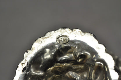 Antique Victorian Japanese Silver Plated Rose Flower Repousse Nut Bowl Dish