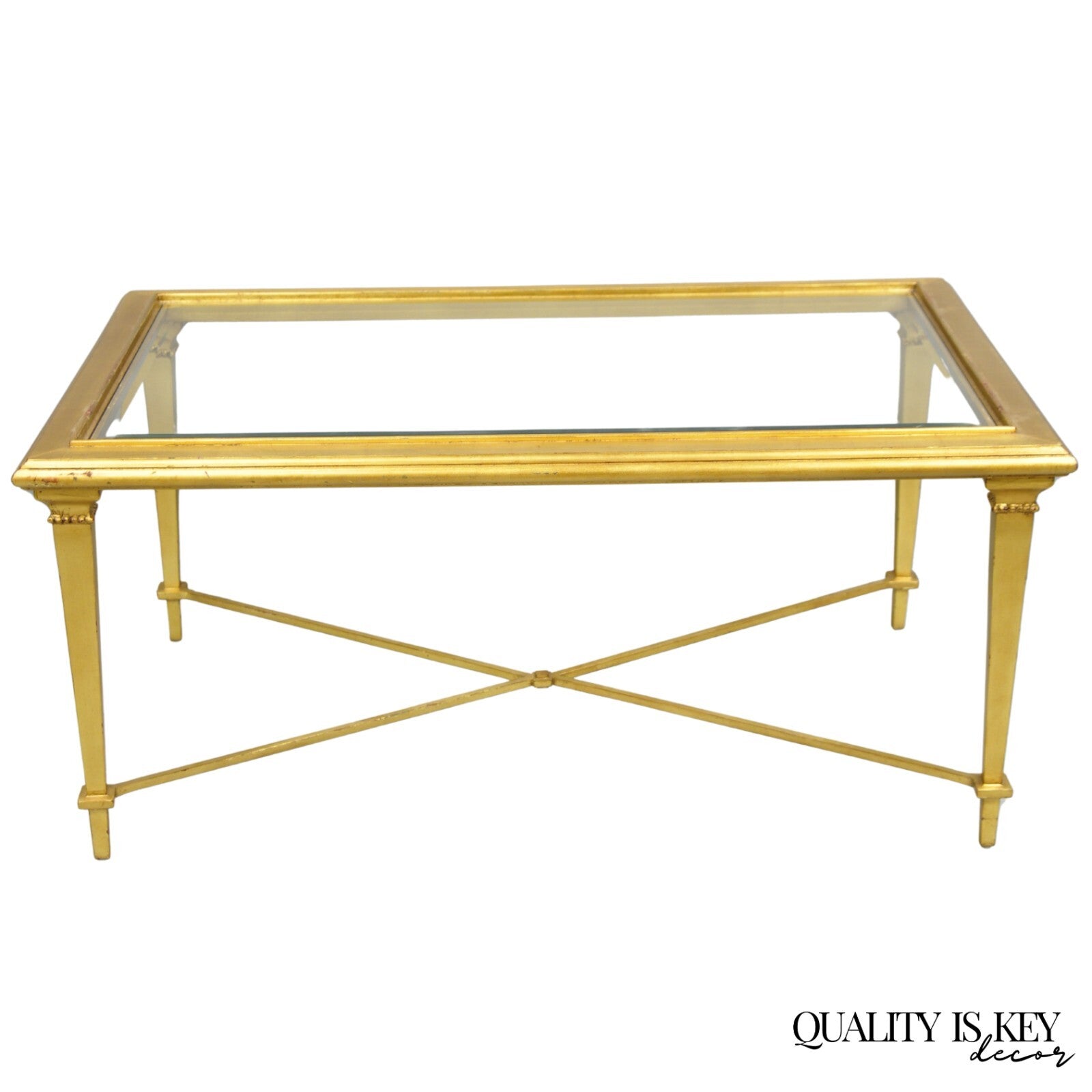 Hickory Chair French Hollywood Regency Gold Rectangular Bristol Coffee Table
