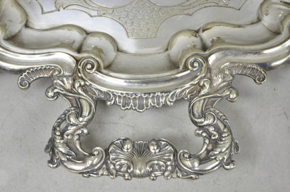 Antique Gorham English Victorian Silver Plated Scalloped Serving Platter Tray