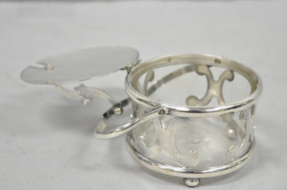 Vintage Art Deco Style Silver Plated Hinged Glass Grated Cheese Jar Sugar Bowl