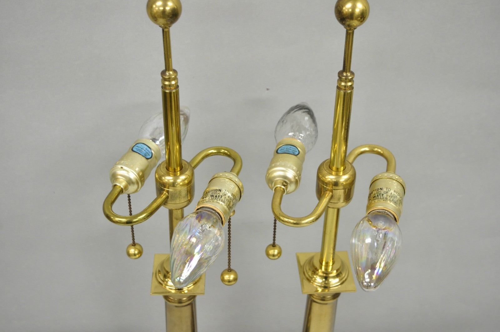 Vintage French Empire Brass & Italian Black Marble Column Table Lamps (B), Pair