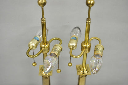 Vintage French Empire Brass & Italian Black Marble Column Table Lamps (B), Pair