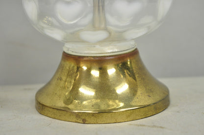Vintage Hollywood Regency Petite Blown Glass Boudoir Table Lamps w/ Hearts, Pair