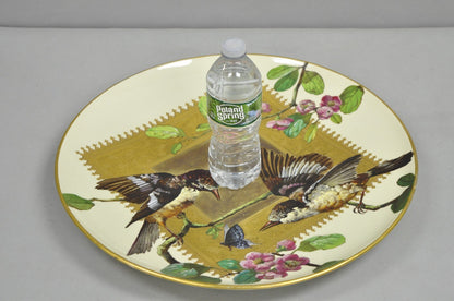 Antique Montereau B&Cie Faience French Porcelain Hand Painted Bird Charger Plate