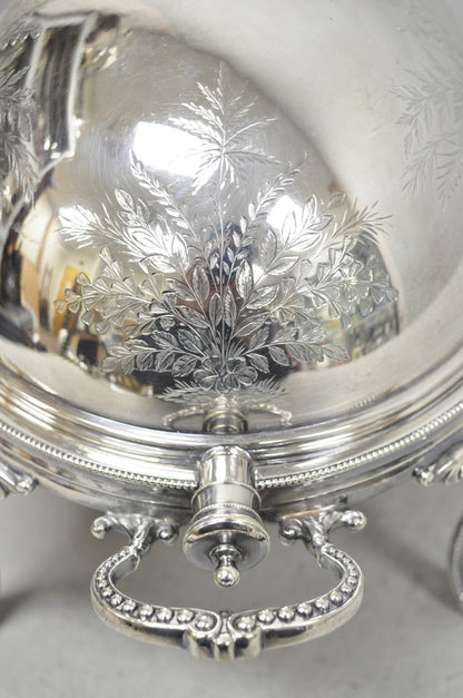 Antique Elkington & Co English Silver Plated Chafing Dish Revolving Dome Warmer
