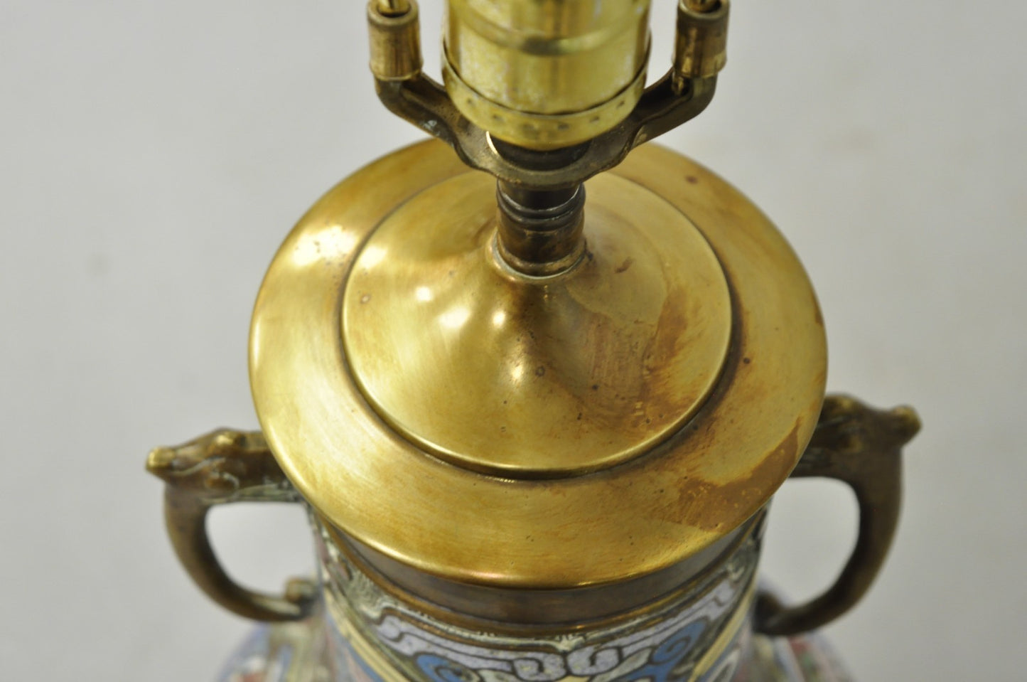 Vintage Chinese Porcelain Enamel Bronze Cloisonne Champleve Vase Table Lamp