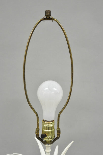 Vintage Italian Hollywood Regency White Tole Metal Figural Pineapple Table Lamp