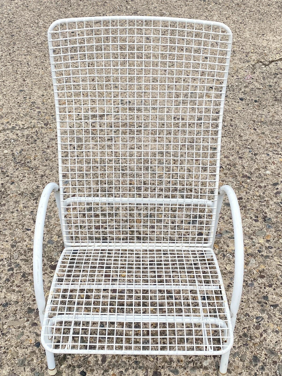 Vintage Mid Century Modern Reclining Wrought Iron Sculptural Patio Lounge Chair