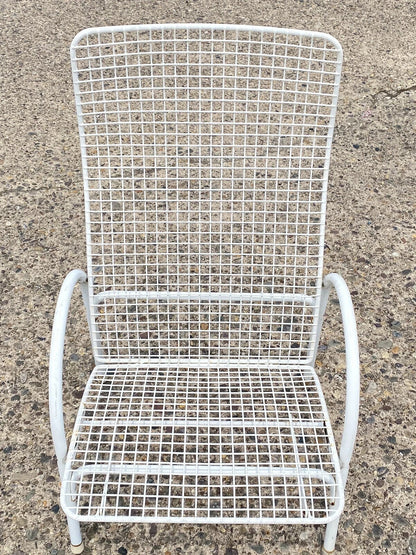 Vintage Mid Century Modern Reclining Wrought Iron Sculptural Patio Lounge Chair