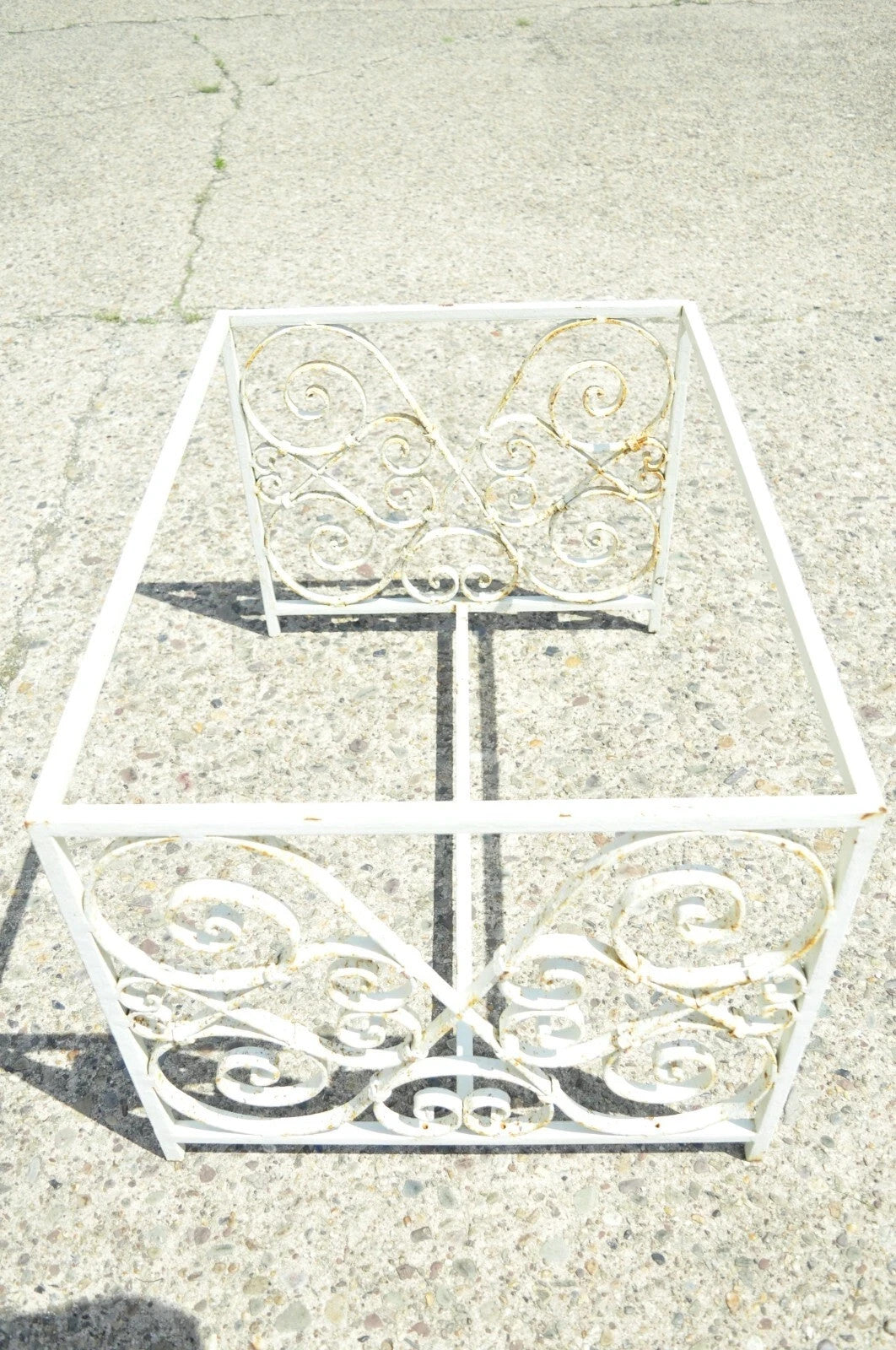 Antique French Art Nouveau Wrought Iron Scrollwork Coffee Table Base, No Top