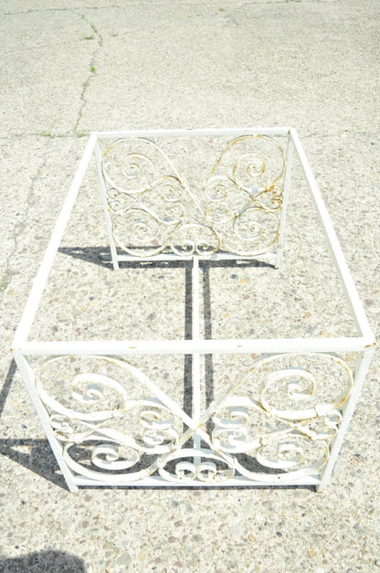 Antique French Art Nouveau Wrought Iron Scrollwork Coffee Table Base, No Top