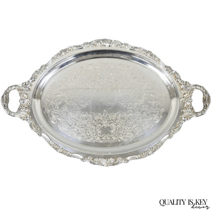 Vintage Baroque by Wallace 293F Victorian Silver Plated Oval Bar Serving Tray