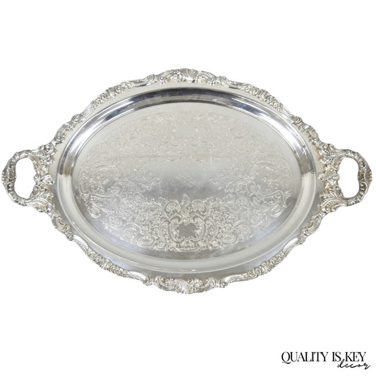 Vintage Baroque by Wallace 293F Victorian Silver Plated Oval Bar Serving Tray