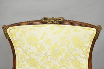 Vintage French Hollywood Regency Carved Mahogany Parlor Lounge Chairs - a Pair