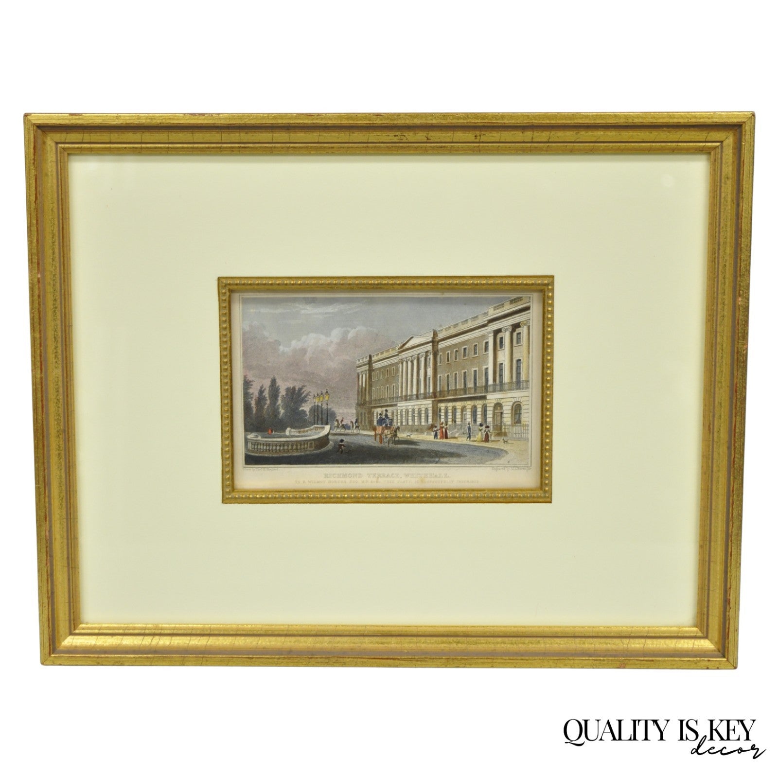 Antique "Richmond Terrace, Whitehall" Color Print by T. Shepherd, M.S Barenger