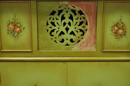 Antique Georgian Green Painted Mirror Front Blind Front China Curio Cabinet