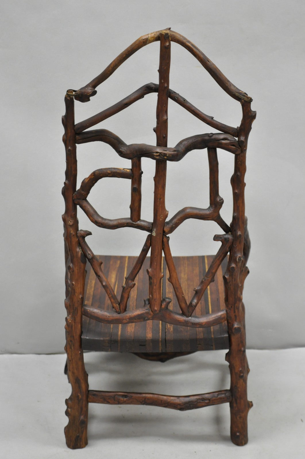 Antique Folk Art Handmade Wooden Twig Branch Adirondack Small Childs Chair